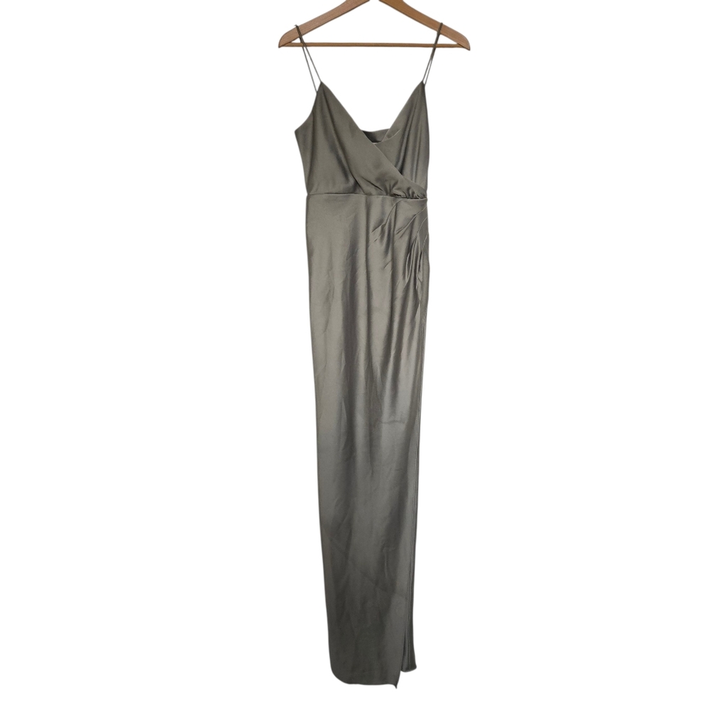 BHLDN Sleeveless Freya Satin Charmeuse Formal Dress Sage Green